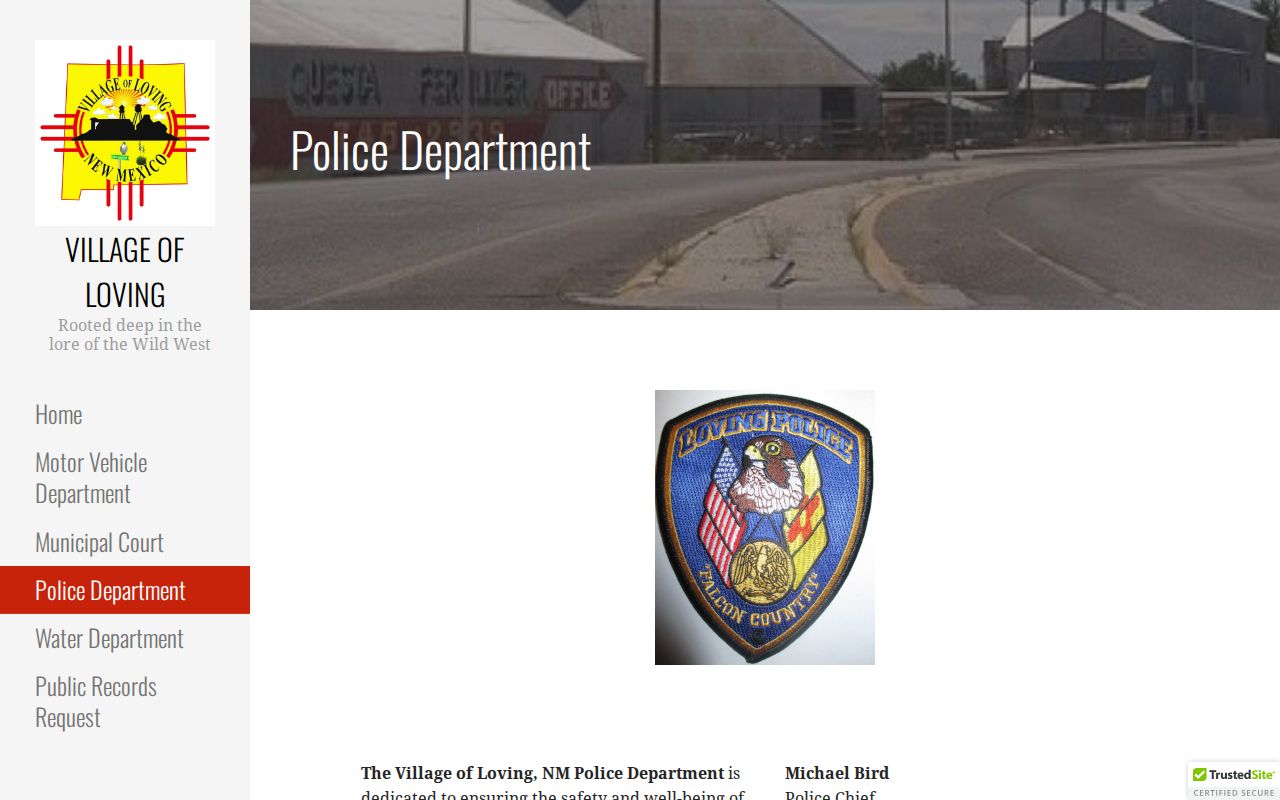 Loving Police Department station and contact page